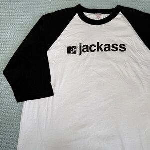 Vintage MTV Jackass Tee Baseball T Shirt Murina Mens XXL White Black Y2K Merch